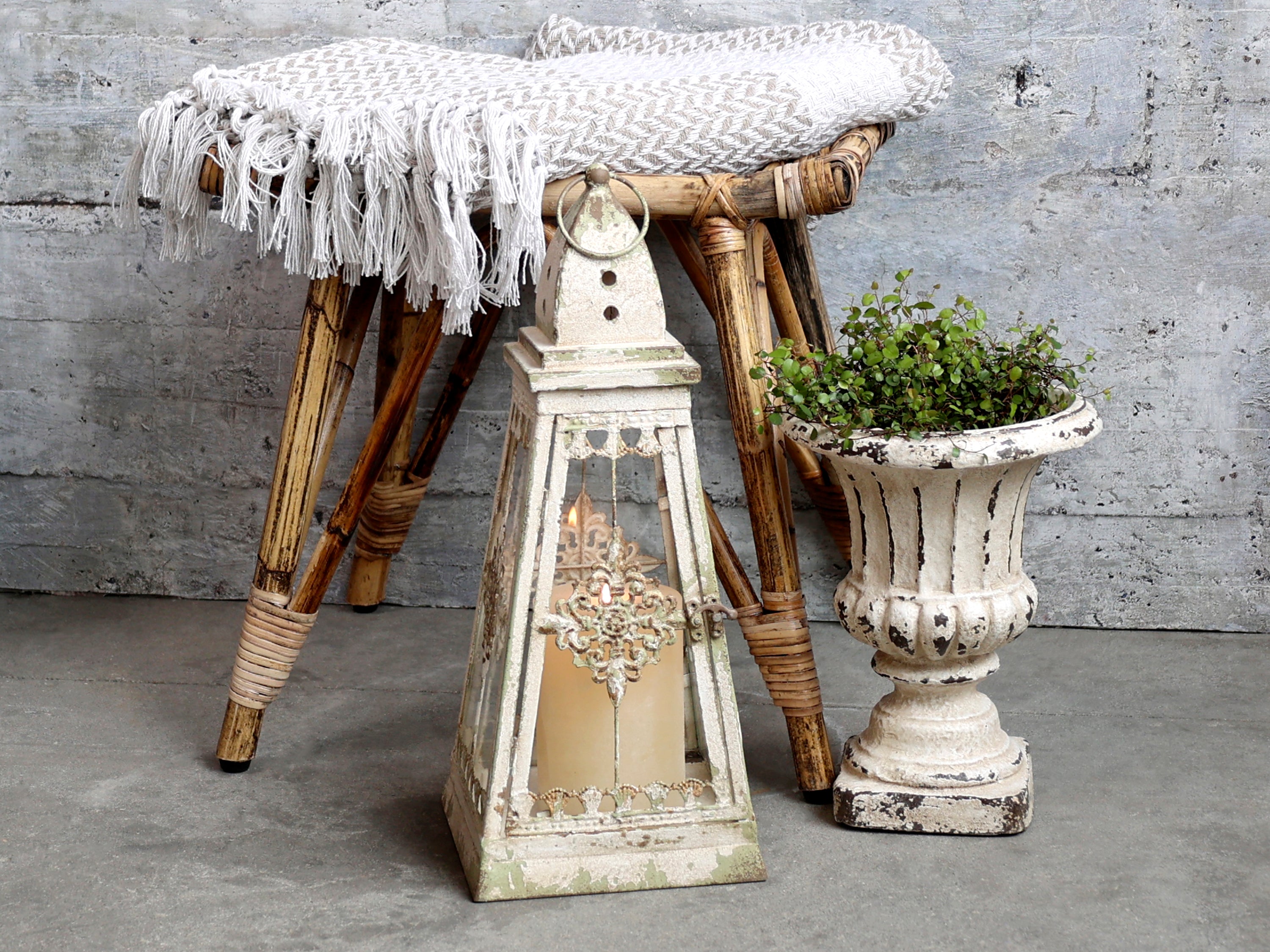 Chic Antique Laterne antique creme groß
