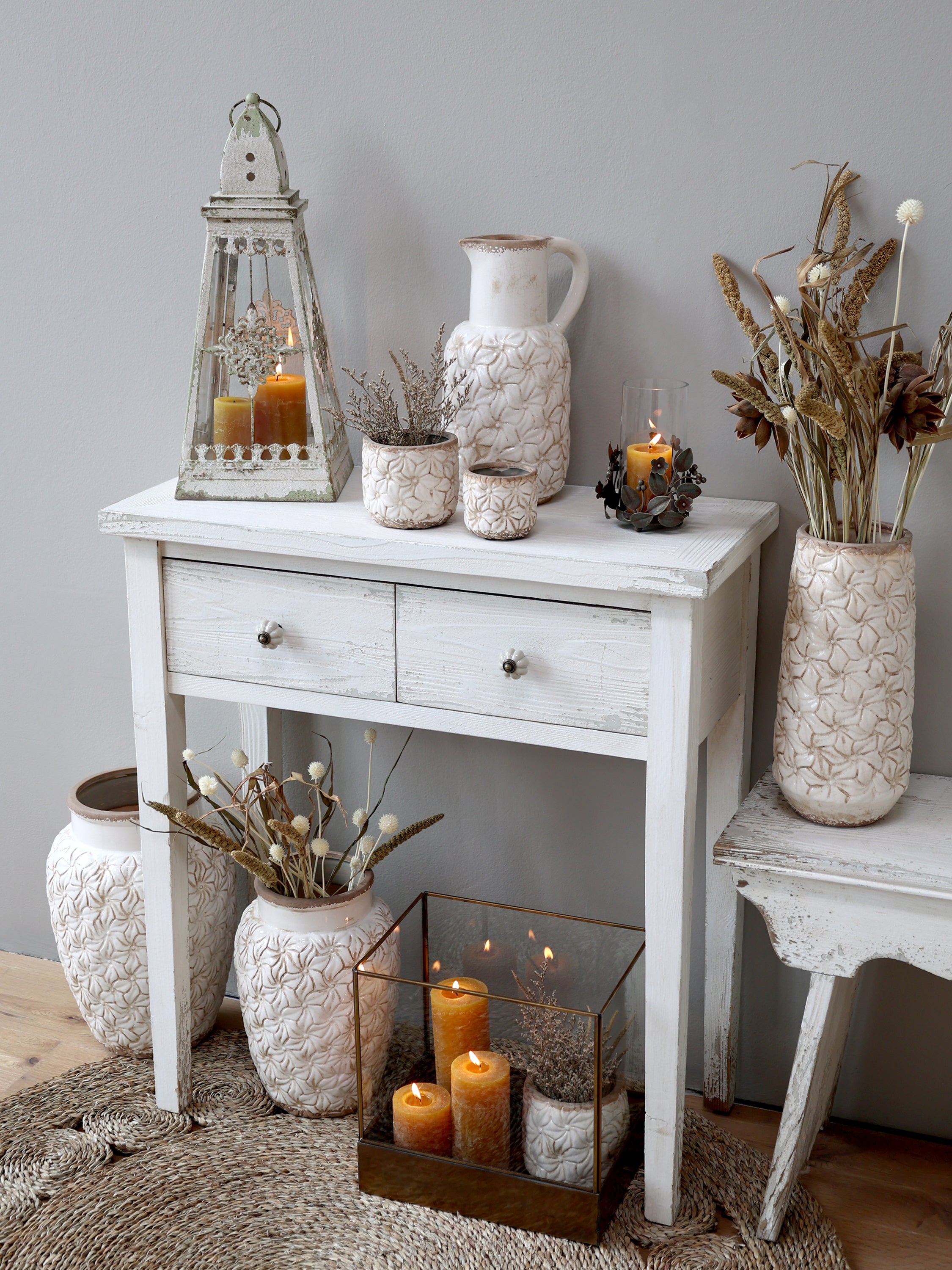 Chic Antique Laterne antique creme groß