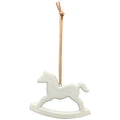 XmasHänger Ivory, Schaukelpferd, weiß, Porzellan, 9x0,6x6,2 cm
