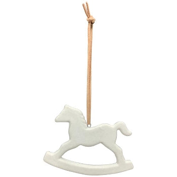 XmasHänger Ivory, Schaukelpferd, weiß, Porzellan, 9x0,6x6,2 cm