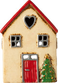 Ib Laursen Haus für Teelicht Stillenat - rotes Dach und Tannenbaum vor dem Haus