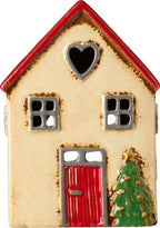 Ib Laursen Haus für Teelicht Stillenat - rotes Dach und Tannenbaum vor dem Haus