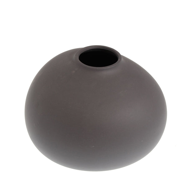Storefactory Vase Källa, dunkelgrau, Keramik, groß, niedrig