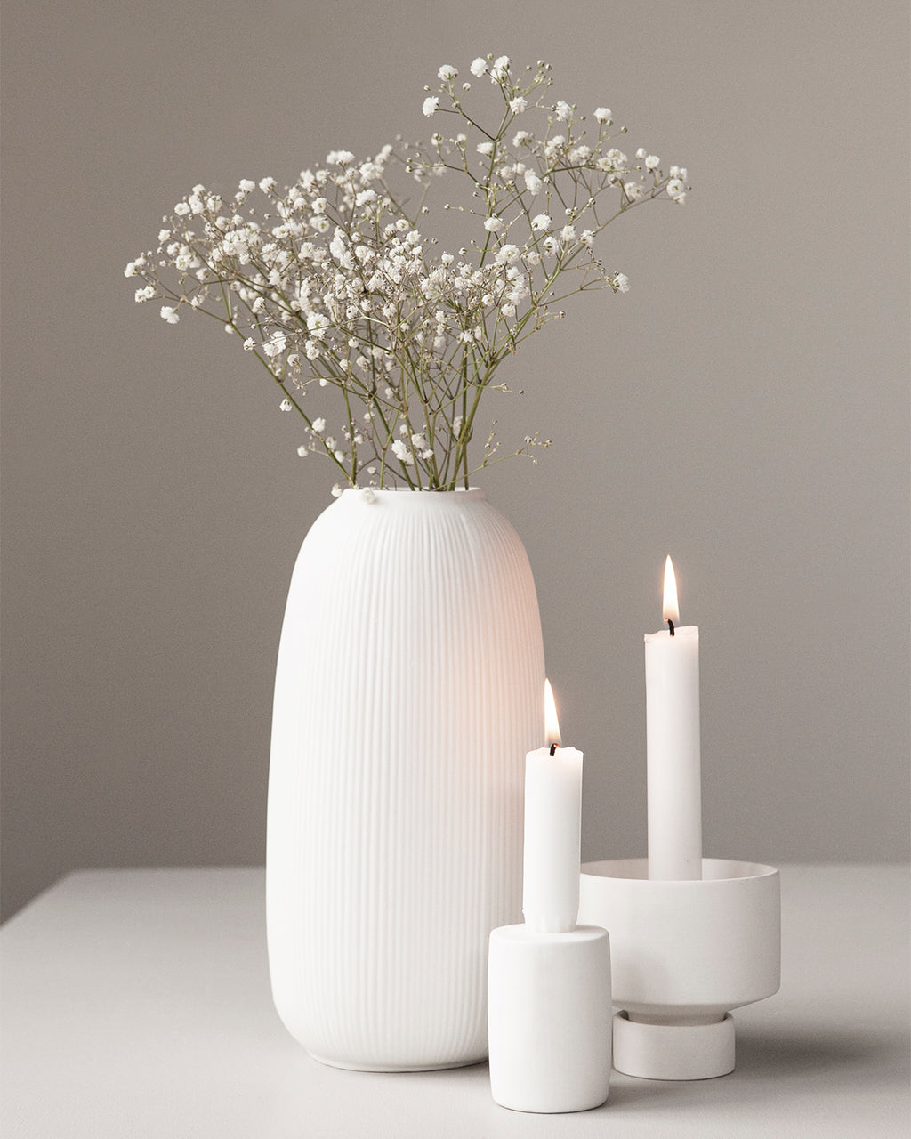 Storefactory Vase "Aby", weiß, aus Keramik, 12 x 12 x 25 cm