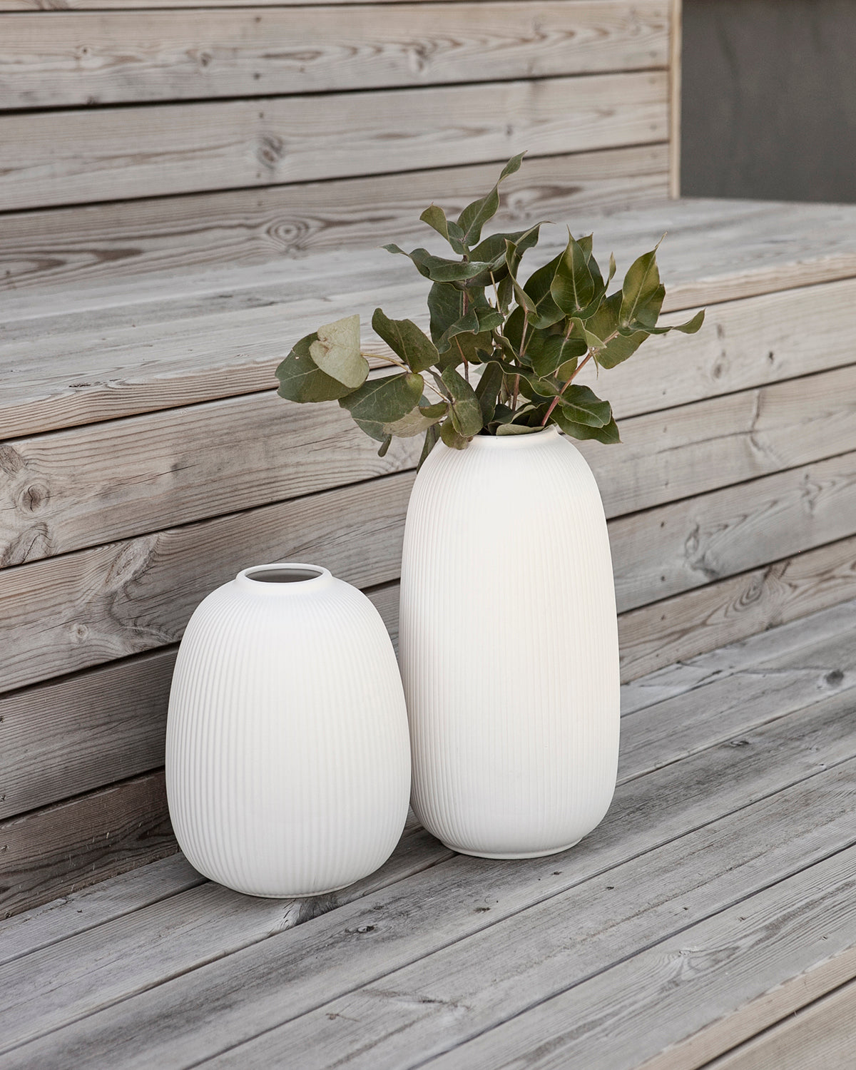 Storefactory Vase "Aby" aus Keramik, groß, weiß 17 x 17 x 35 cm XL