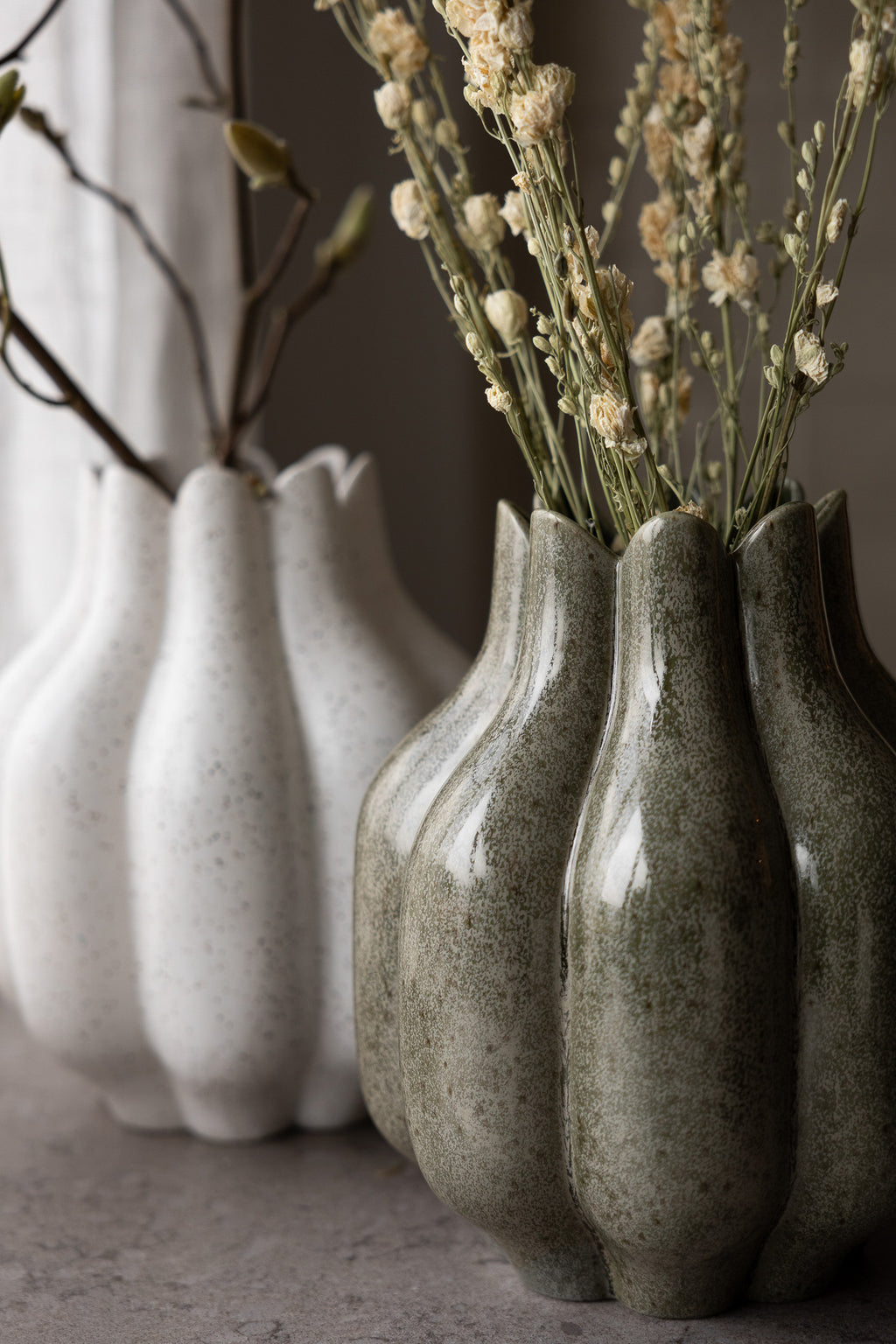 Storefactory Keramik Vase Ekebo, dunkles grün