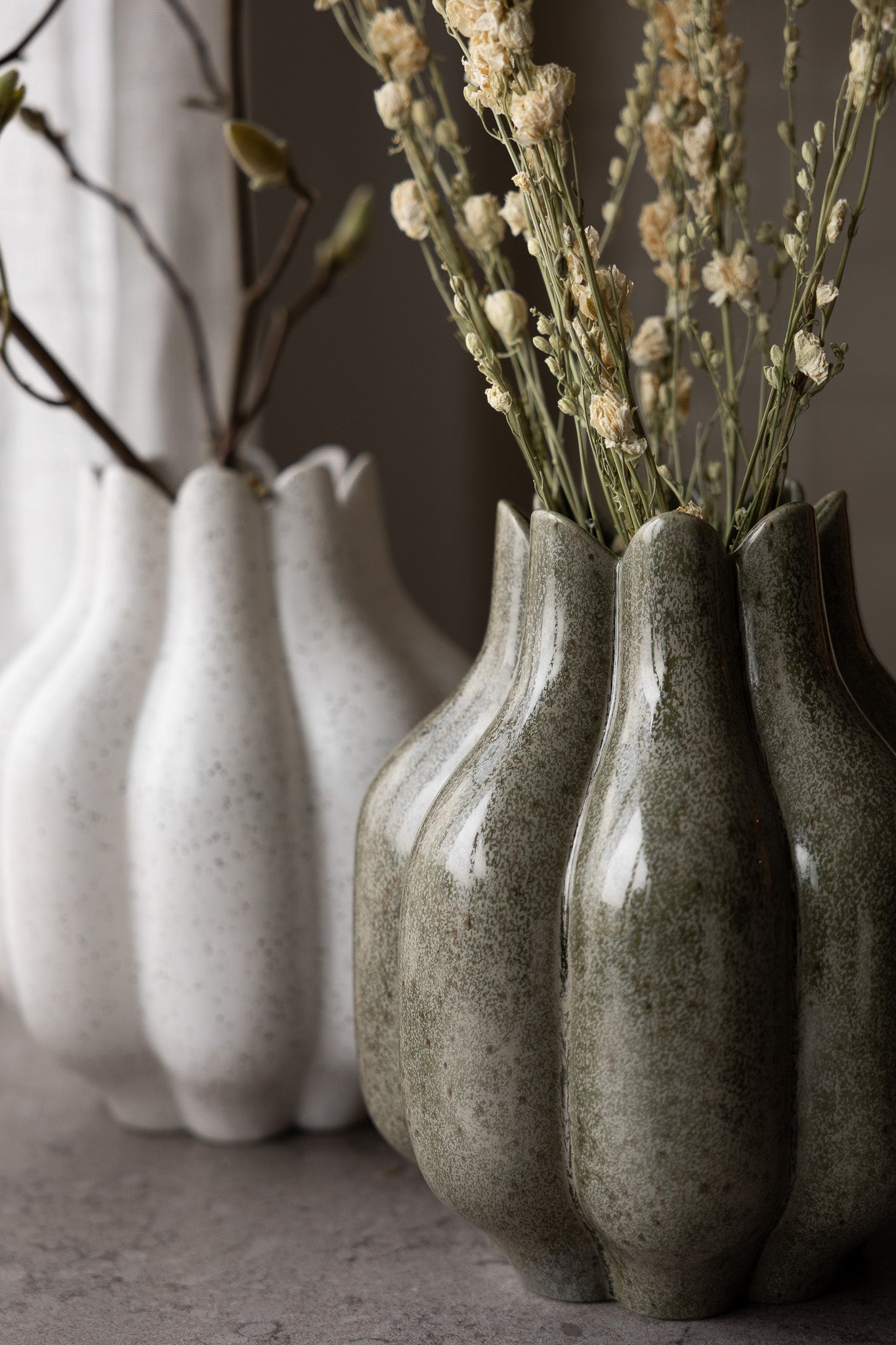 Storefactory Keramik Vase Ekebo, dunkles grün