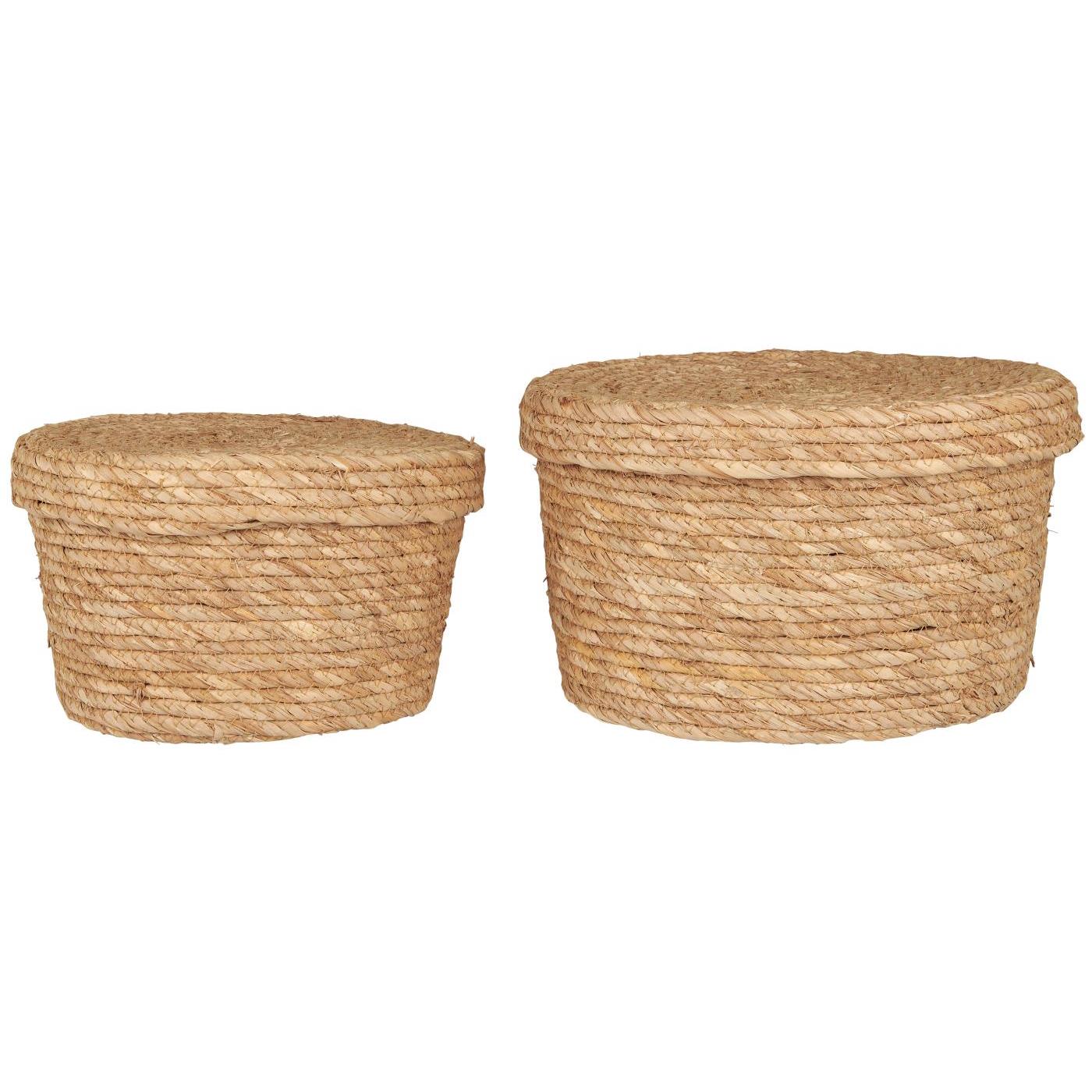 Ib Laursen Korbsatz je 2 mit Deckel, natur Seegras