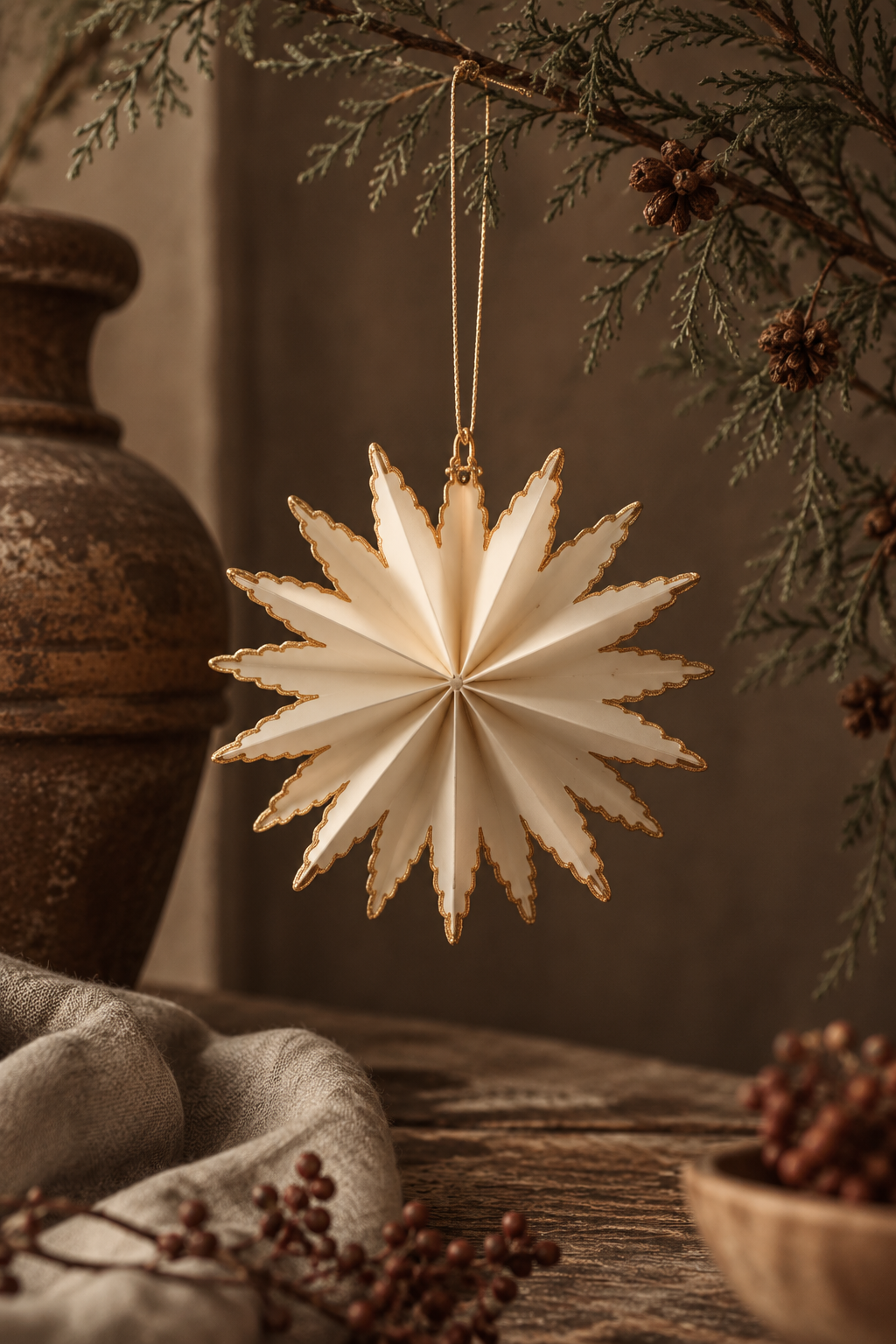 Stern zum hängen 3 versch. Farben (weiß, gold, beige) 10,5cm