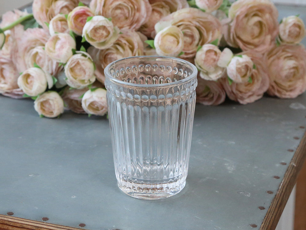 Chic Antique Glas mit Rillen und Perlenrand, Farbe klar