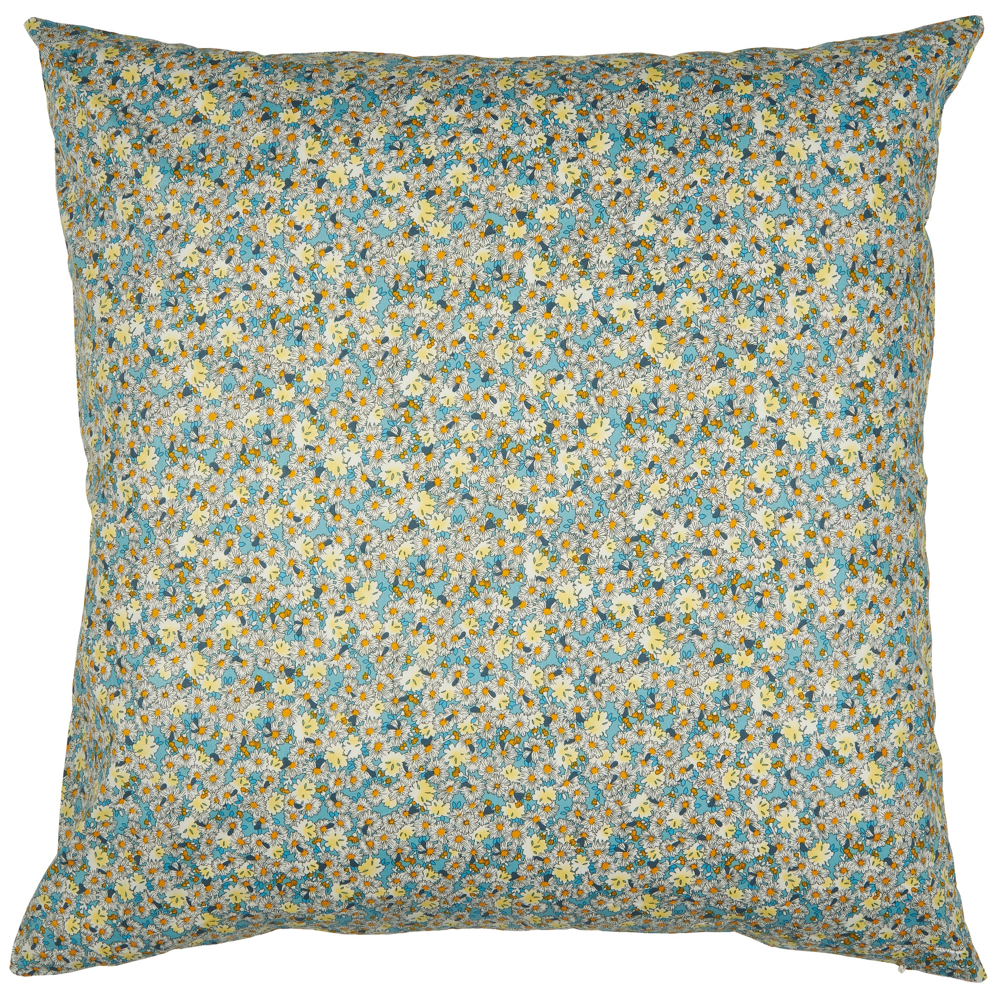 Ib Laursen Kissenbezug türkis mit weißen und gelben Blumen 60x60cm