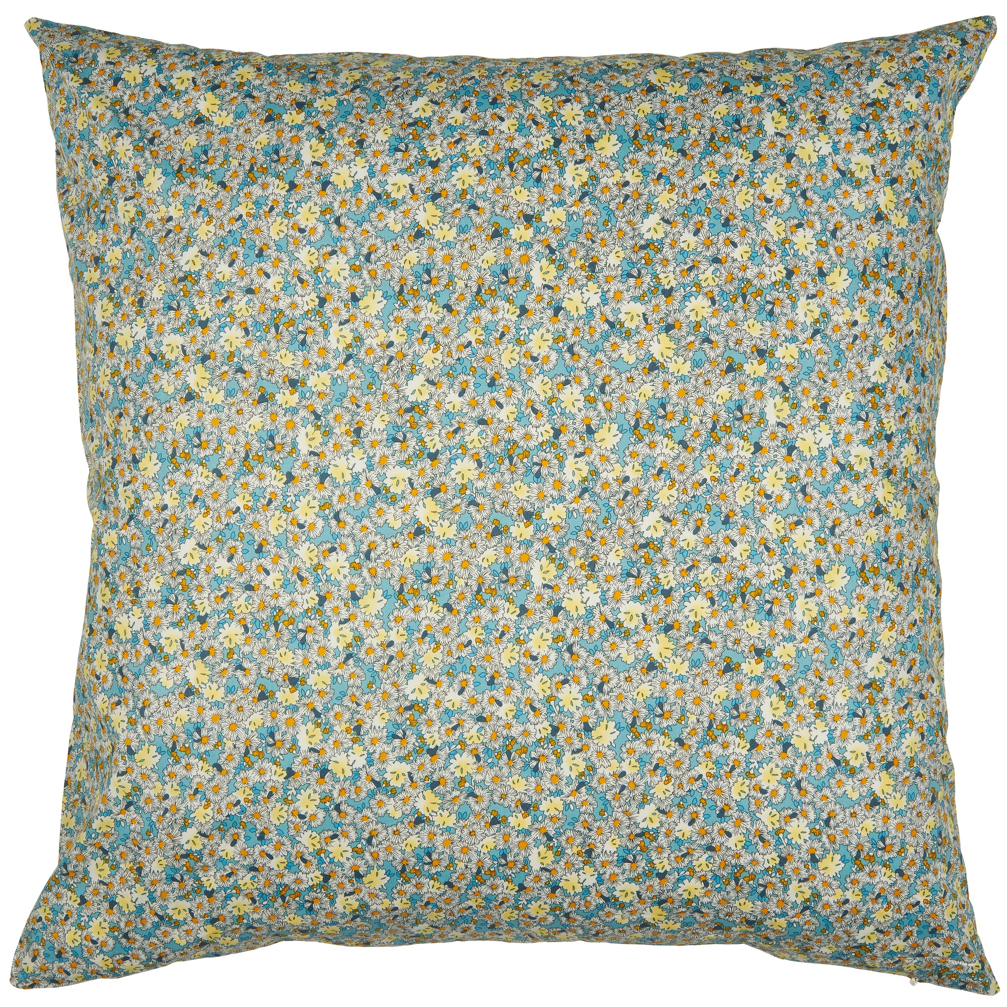 Ib Laursen Kissenbezug türkis mit weißen und gelben Blumen 60x60cm