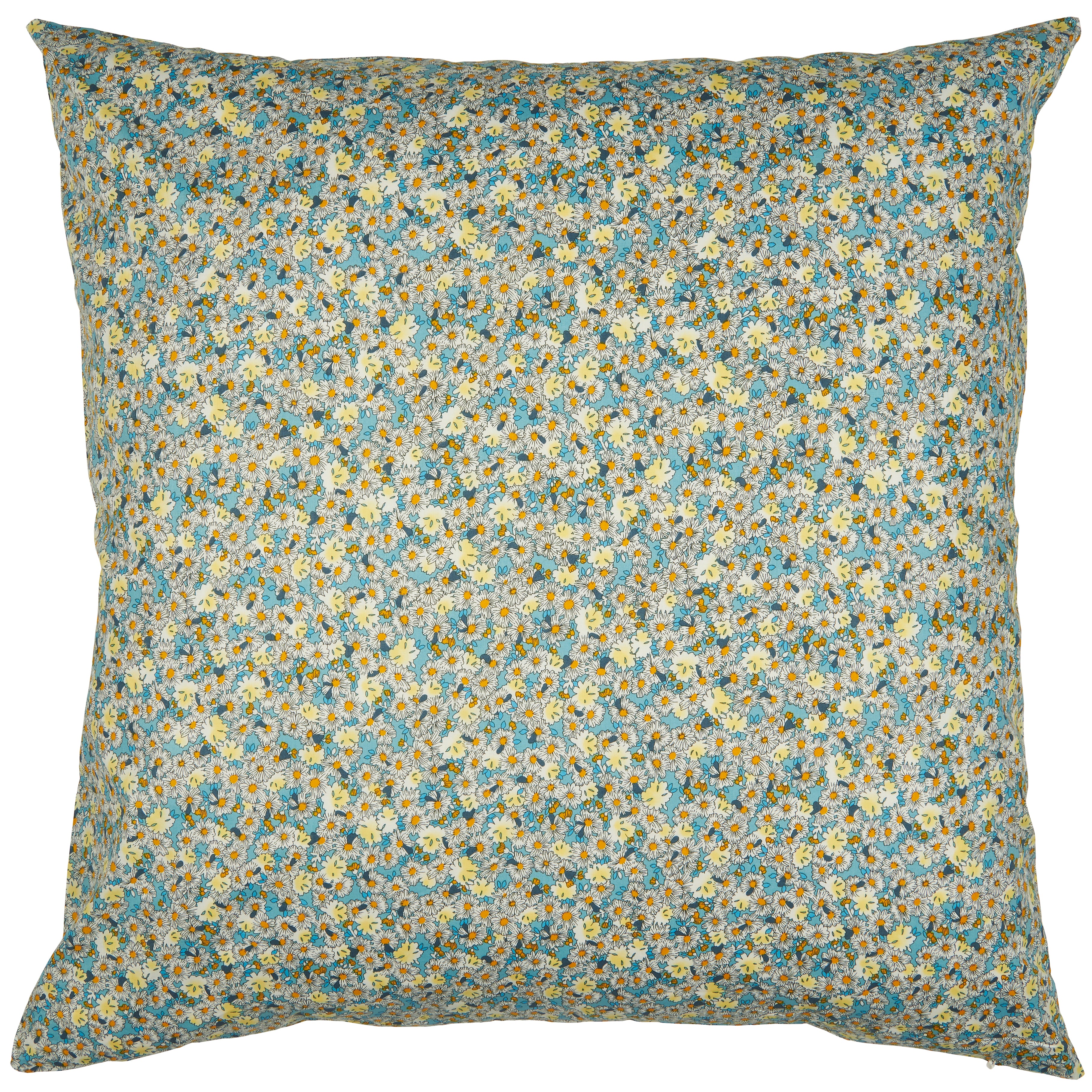 Ib Laursen Kissenbezug türkis mit weißen und gelben Blumen 60x60cm
