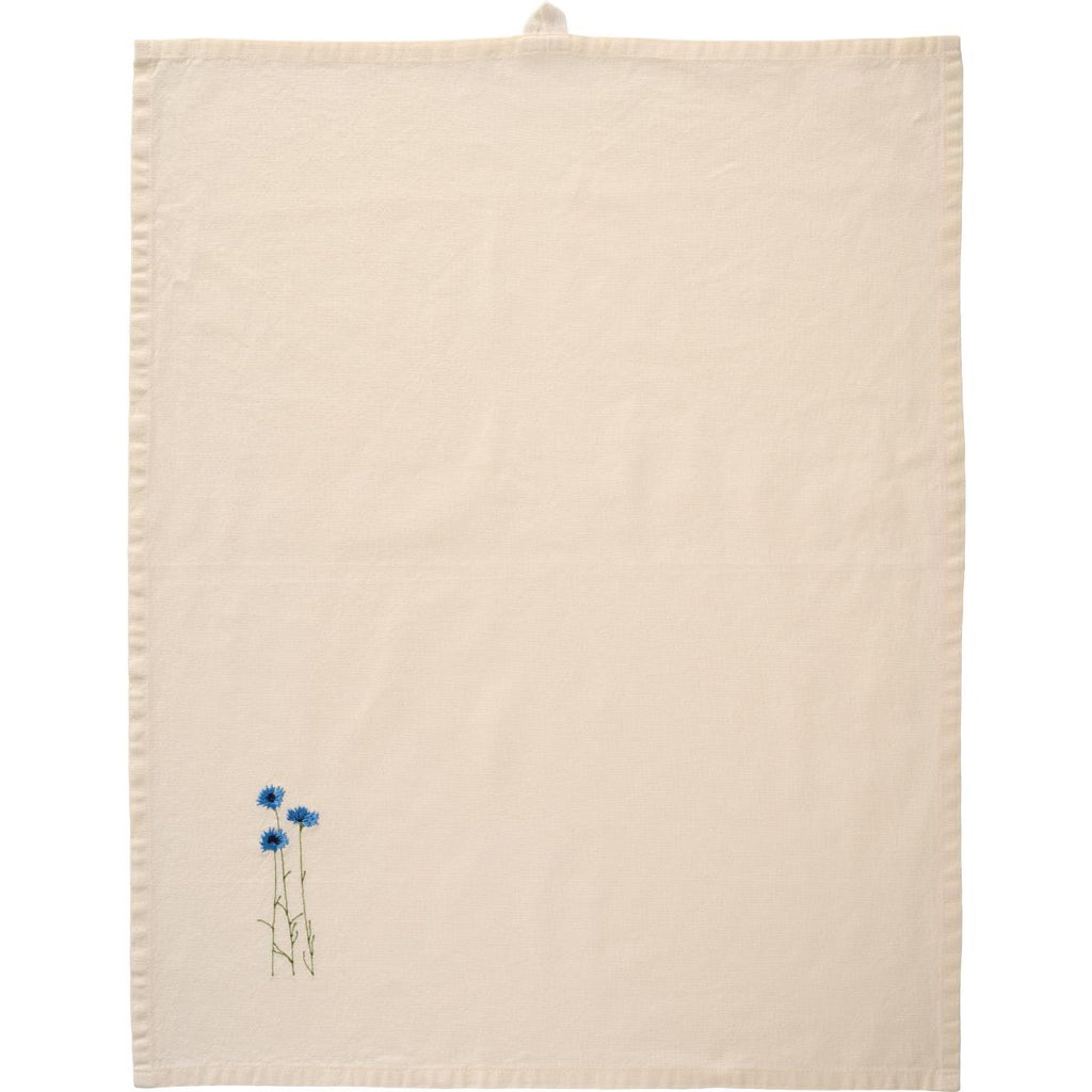 Ib Laursen Geschirrtuch "Flora" mit blauen Kornblumen butter cream