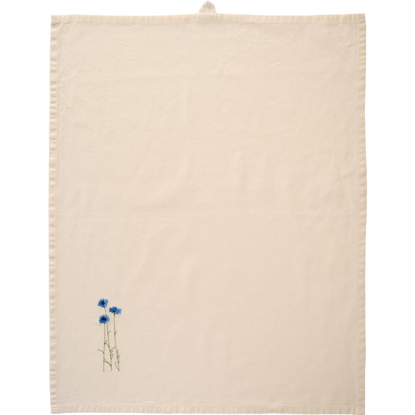 Ib Laursen Geschirrtuch "Flora" mit blauen Kornblumen butter cream
