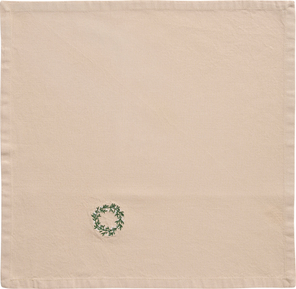 Ib Laursen Stoffserviette Tradition mit Kranz leinenfarbig