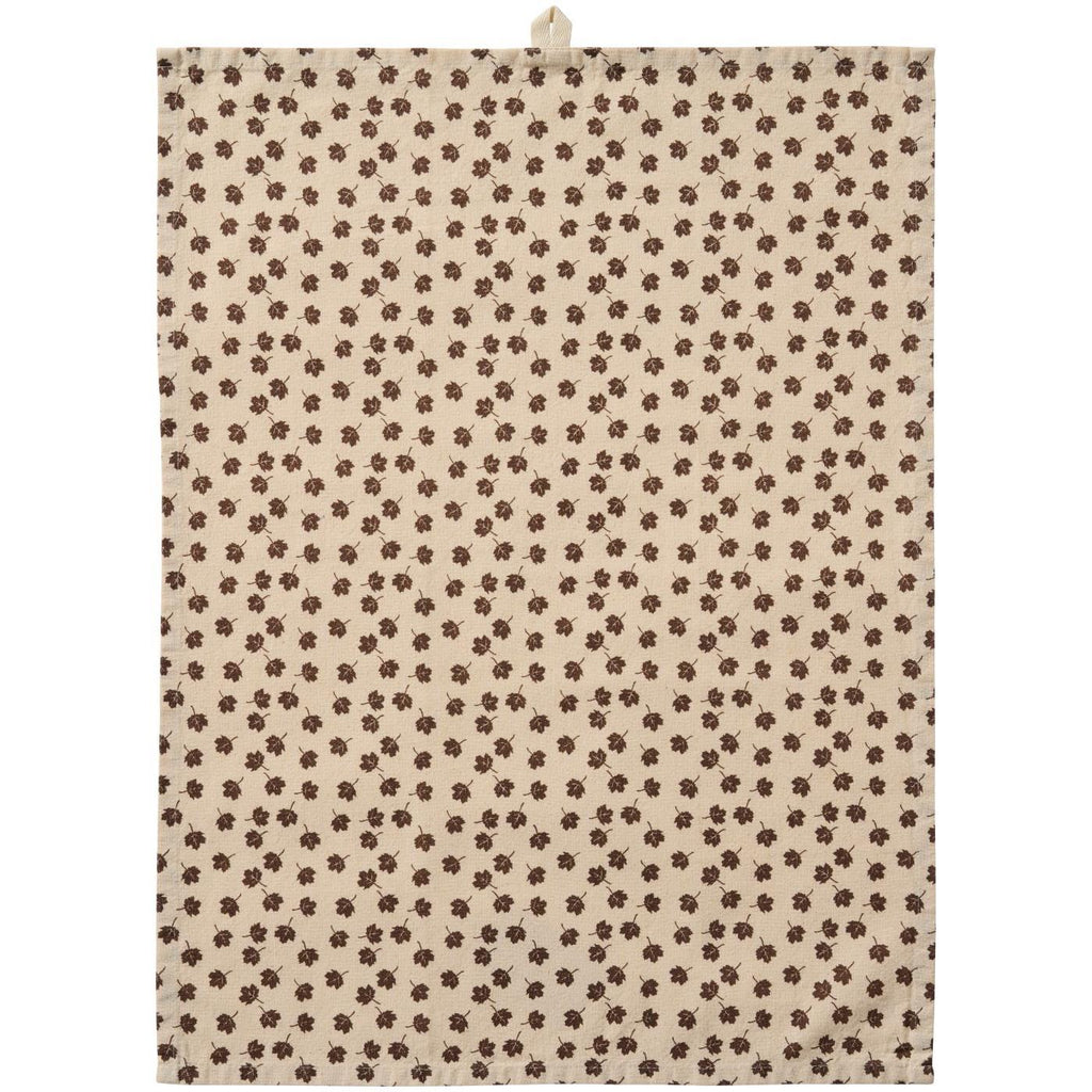 Ib Laursen „Birk“ Geschirrtuch, Natur mit braunen Blatt-Motiv (50 × 70 cm) |