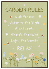 Metallschild Garden Rules