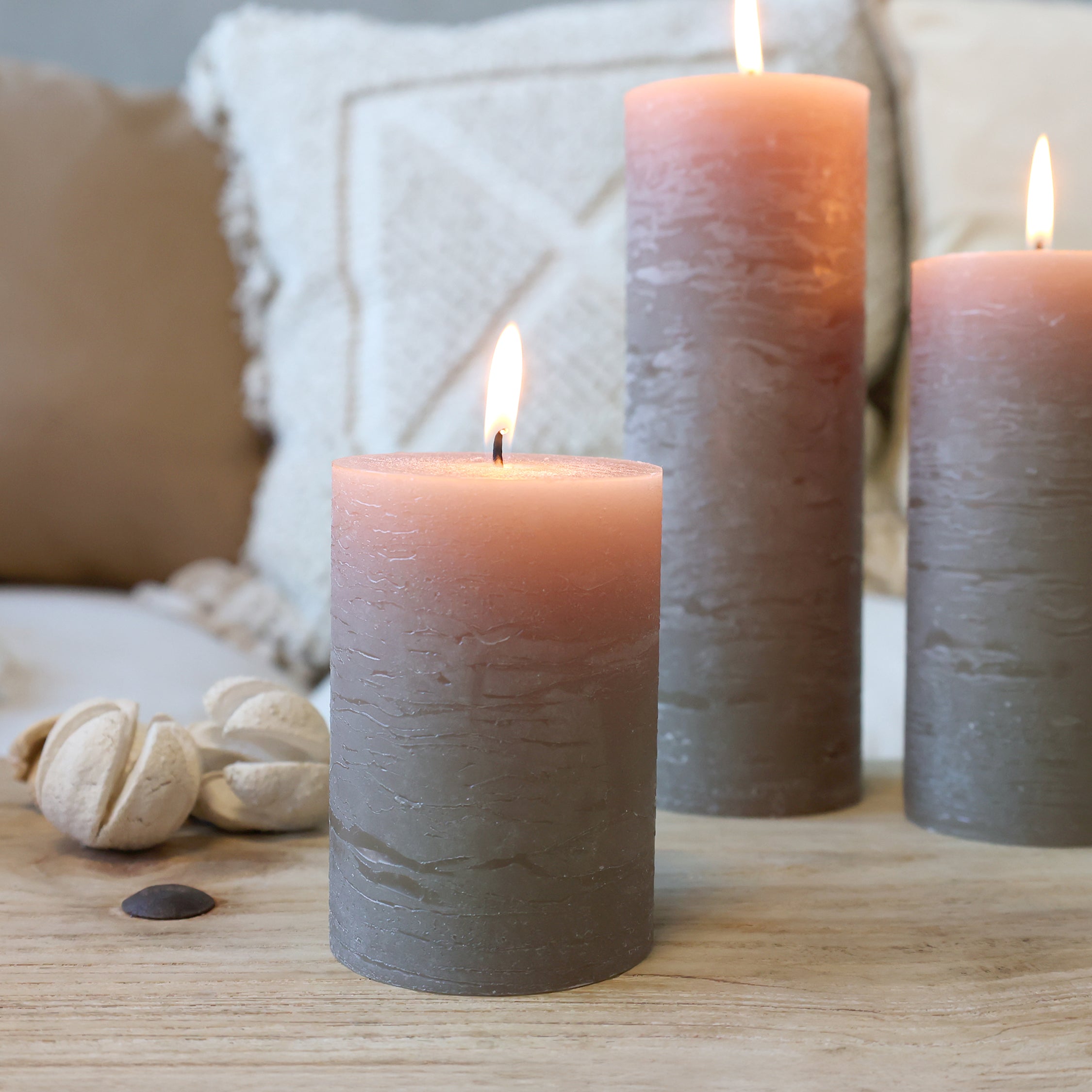 Chic Antique Macon Linen Stumpenkerze, H10/D7