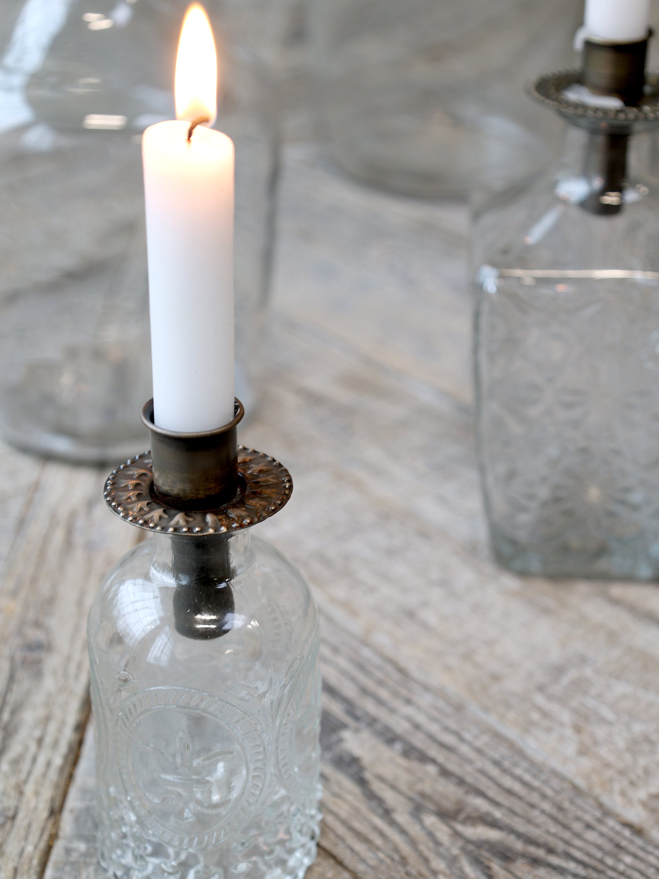 Chic Antique Kerzenhalter mit Dekor - Kerzenaufsatz, messing