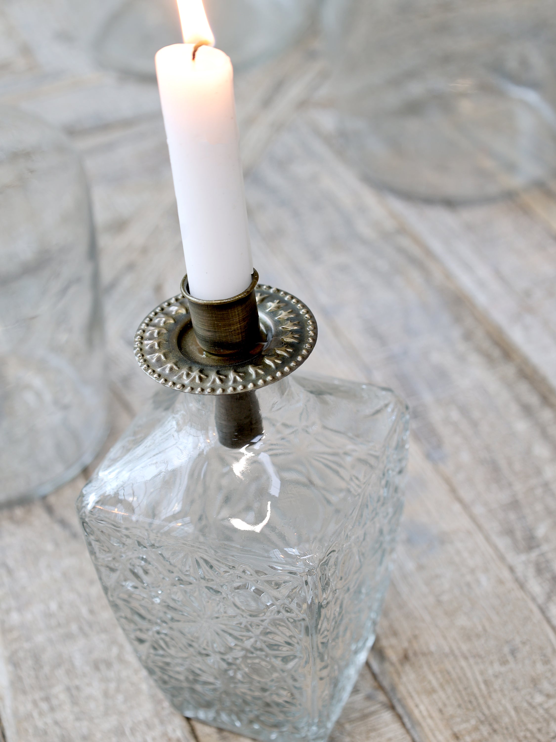 Chic Antique Kerzenhalter mit Dekor - Kerzenaufsatz, messing