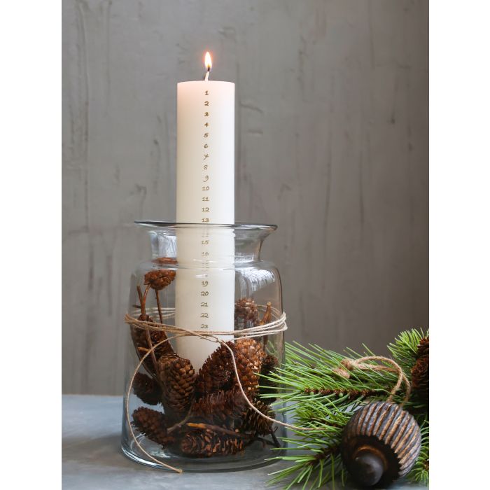 Chic Antique Adventskalenderkerze Goldprint Stumpenkerze 60h D:5 cm