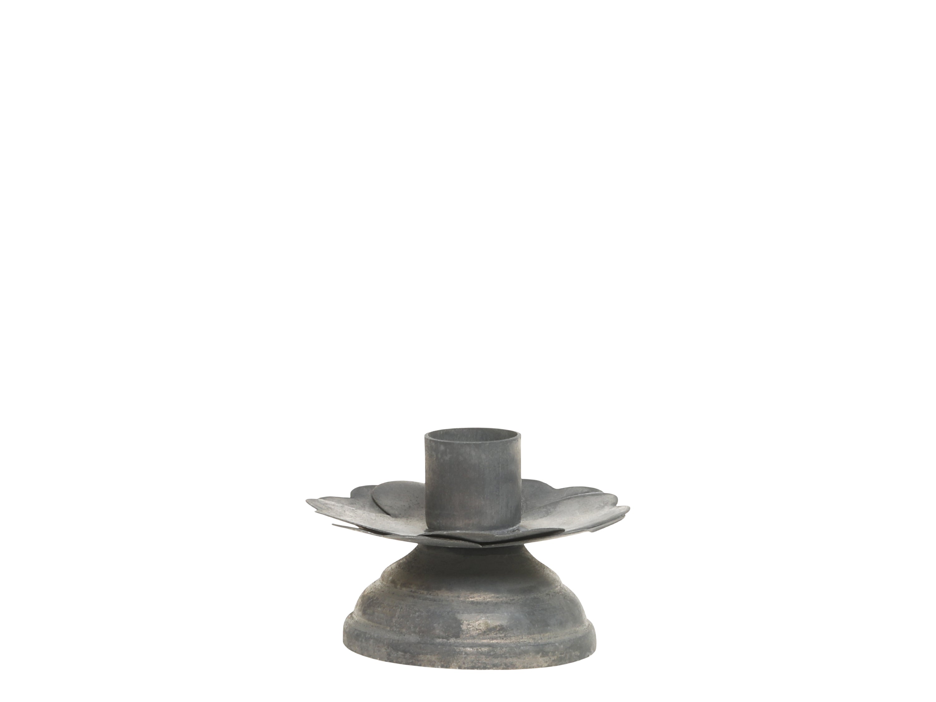 Chic Antique Kerzenhalter Zink klein, H4/L/11/W7, mit Blätter