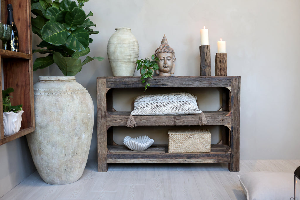Chic Antique Grimaud Kerzenhalter aus Altholz – für Stumpenkerzen in zwei Größen