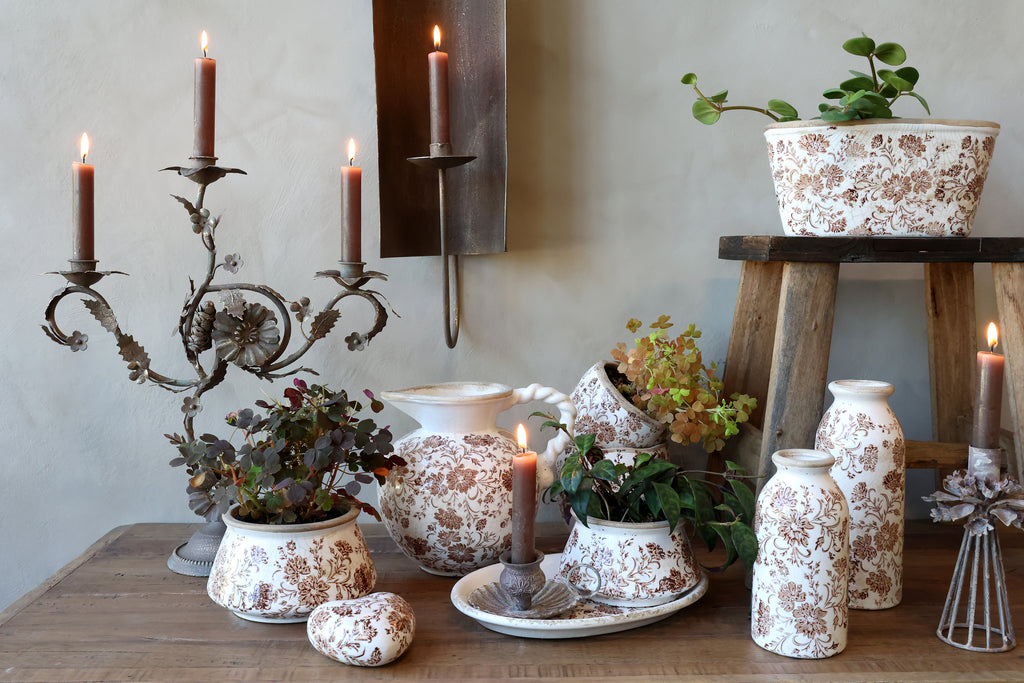 Chic Antique Kammerleuchter, antik mokka