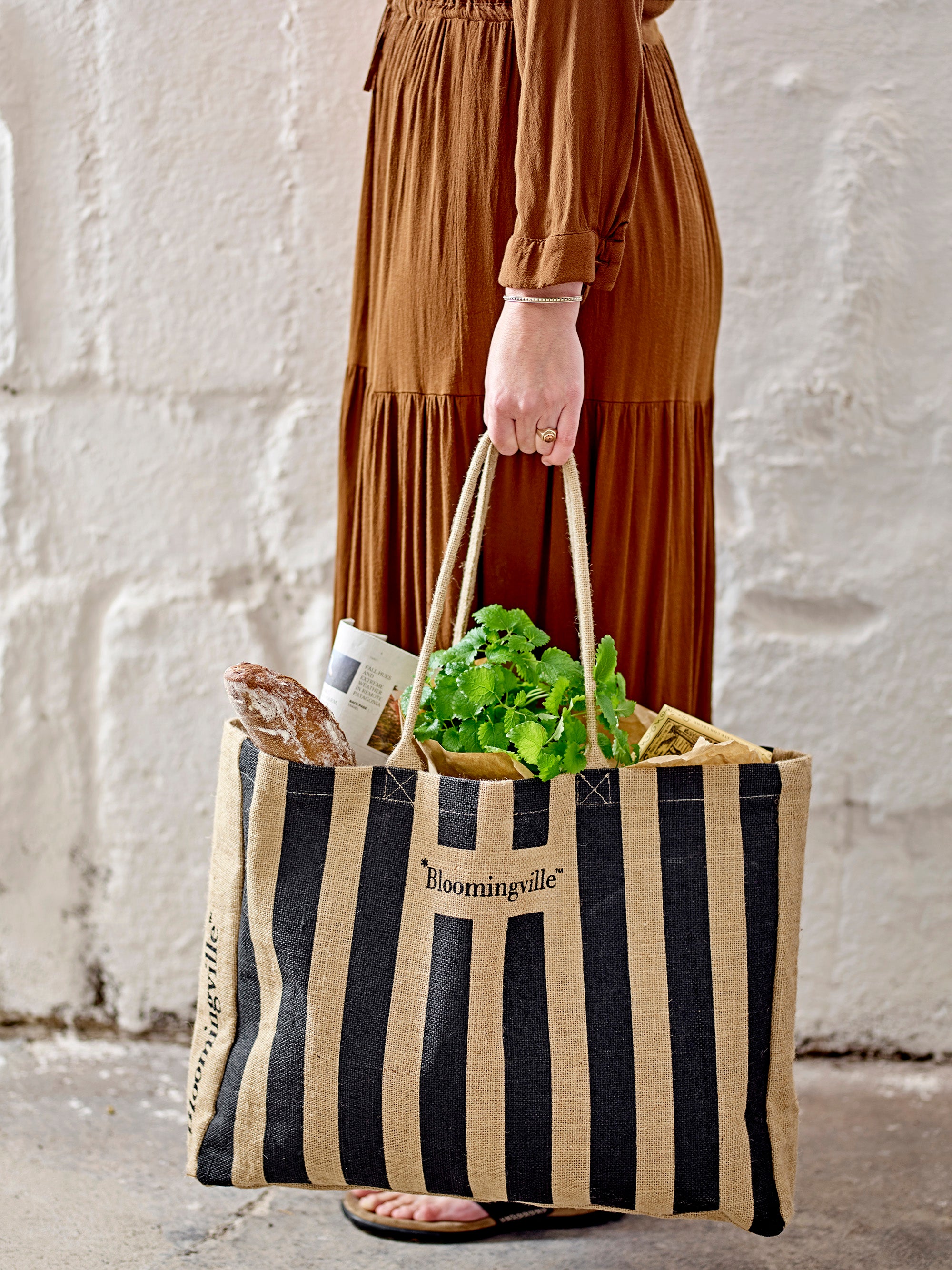 Bloomingville Jutetasche "Bergamo" schwarz/natur