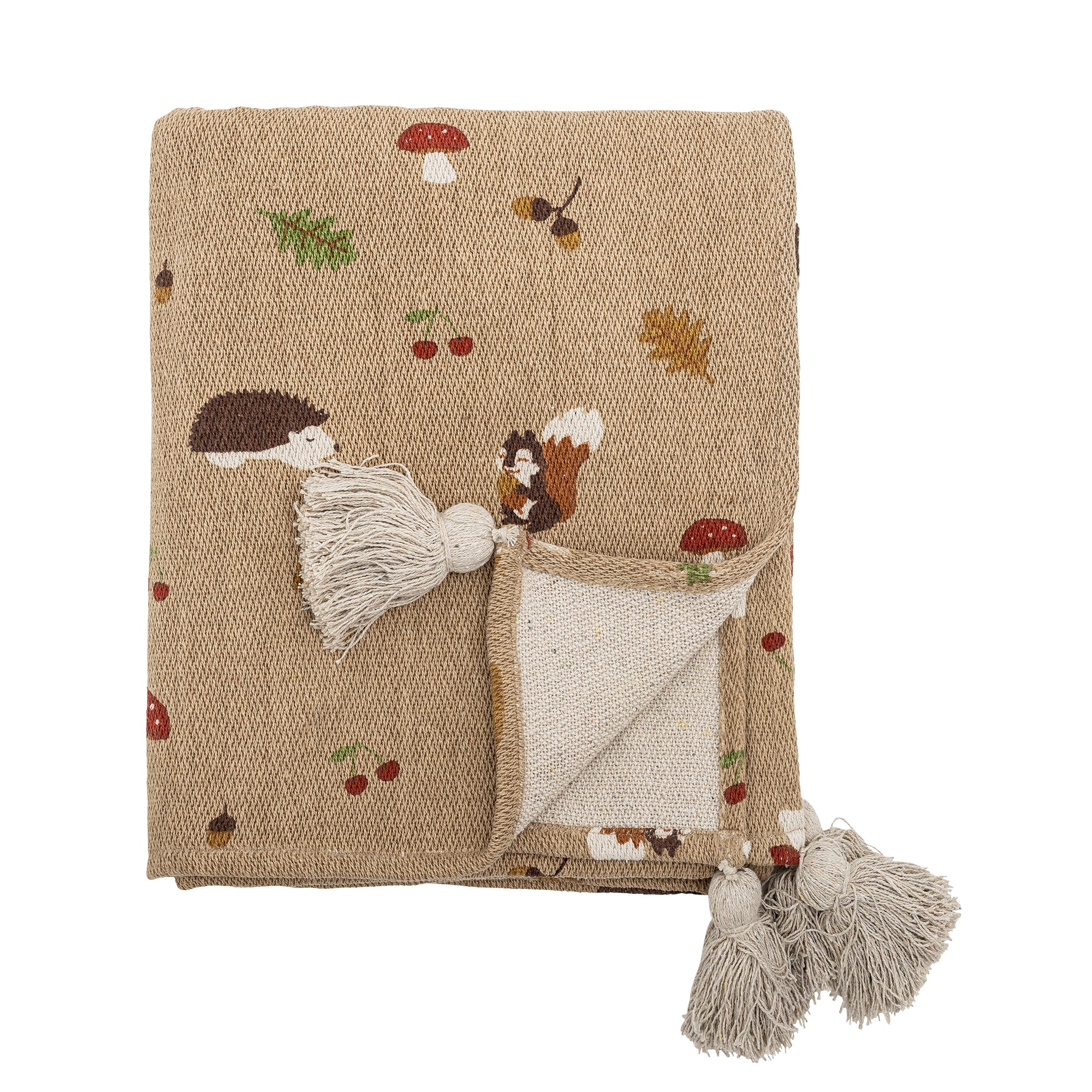 Bloomingville Plaid - Fall - Decke, Braun, aus recycelter Baumwolle, 160x130cm