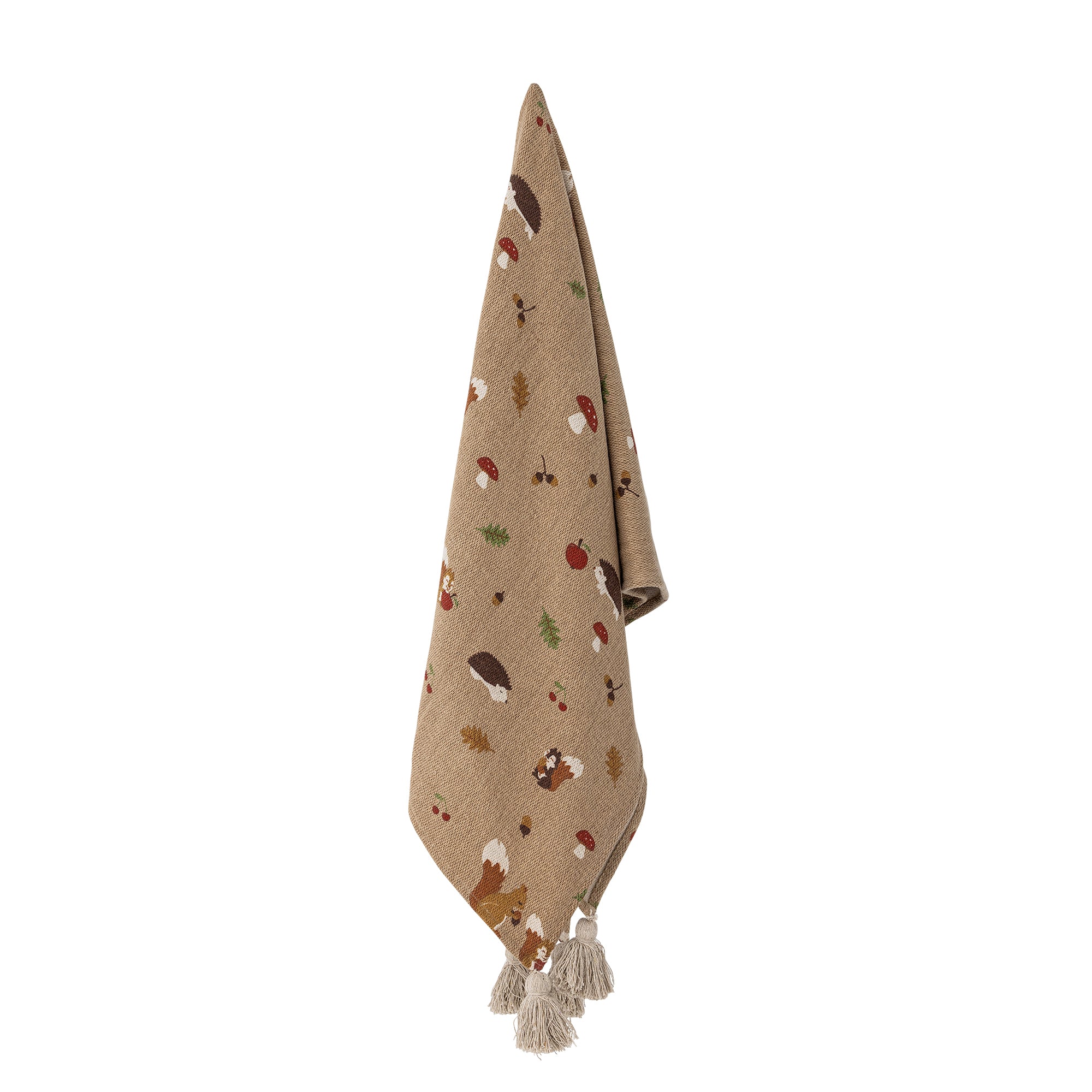 Bloomingville Plaid - Fall - Decke, Braun, aus recycelter Baumwolle, 160x130cm