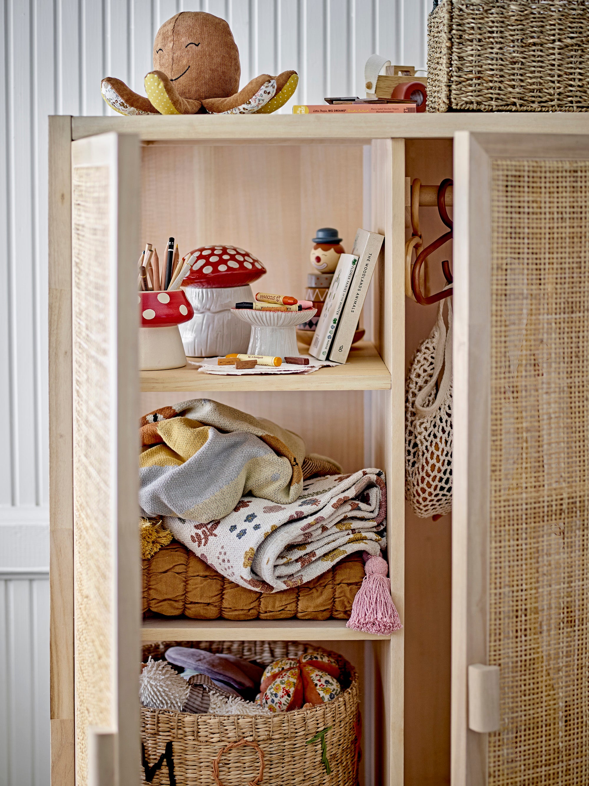 Bloomingville MINI Kristine Decke, Natur, Recycelte Baumwolle L160xW130 cm