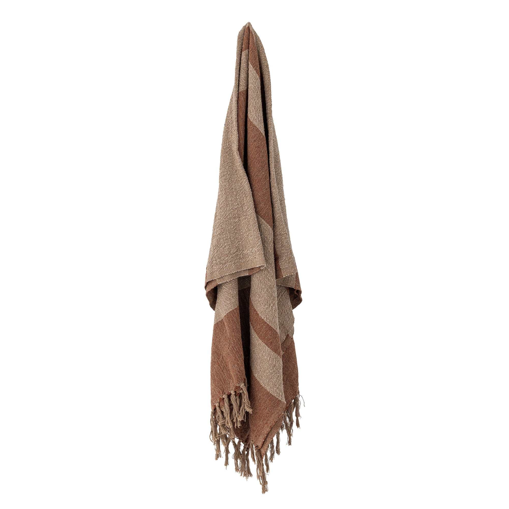 Bloomingville Plaid - Temi Decke, braun, aus recycelter Baumwolle