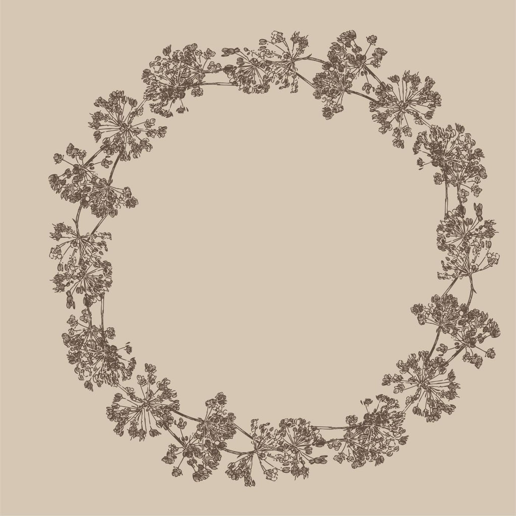 Ib Laursen Papierservietten „Kranz aus Doldenblüten“, Weiß/Beige (40 × 40 cm), 50 Stück