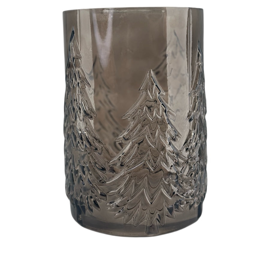 Miljögarden Glasvase/ Windlichtglas „Tree“ Grau