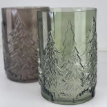 Miljögarden Glasvase/ Windlichtglas „Tree“ Grau