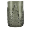 Kerzenglas/ Vase mit Tannenwald-Motiv, hoch, grün