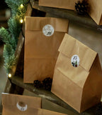 Frollein Lücke Adventskalender-Set mit 24 Kraftpapier-Blockbodenbeutel mit 24 handgemalten Aquarell Aufkleber
