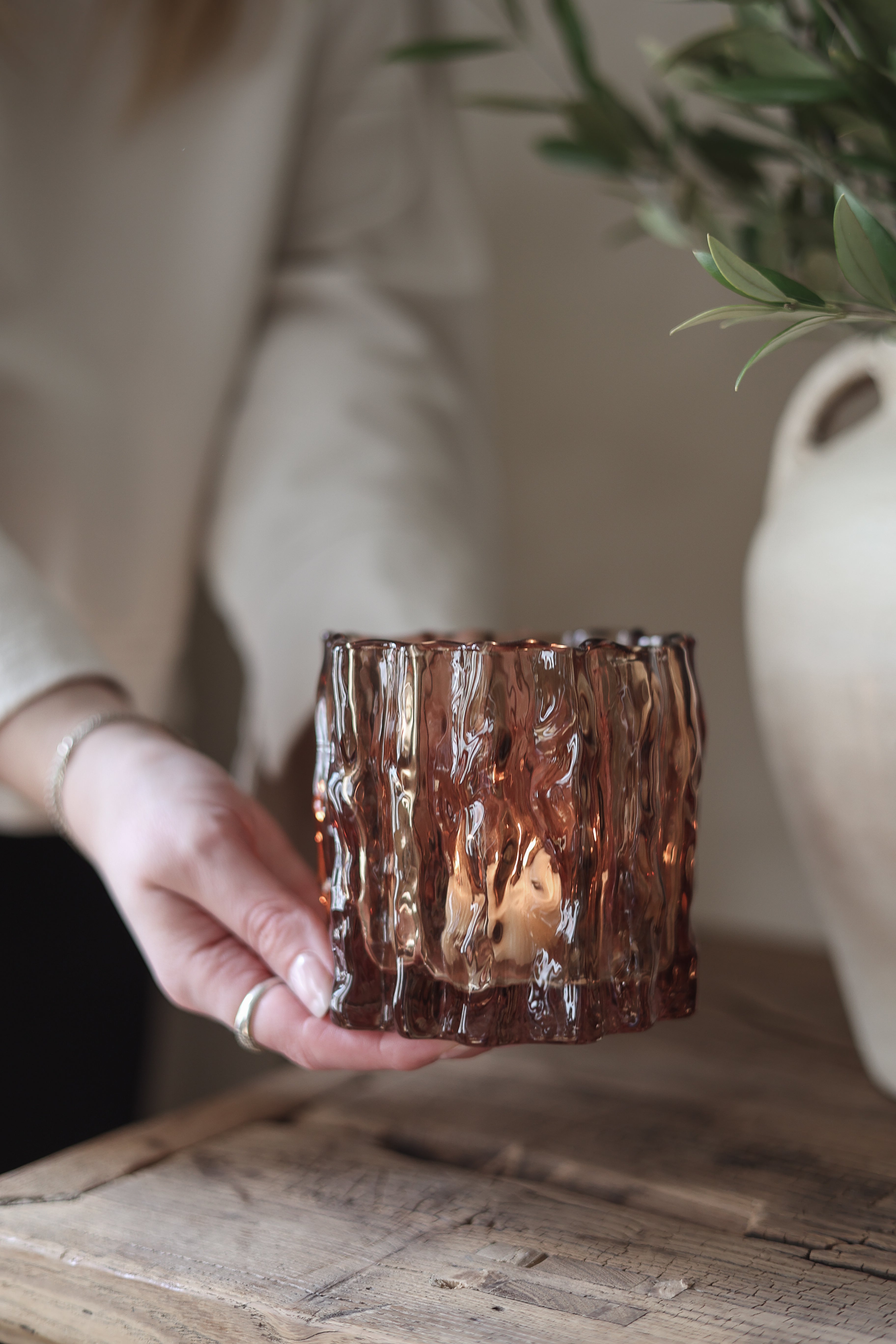 Maja’s Cottage Laterne „Classico“, klein, braun – 11 × 12 cm -Chestnut - Teelichthalter