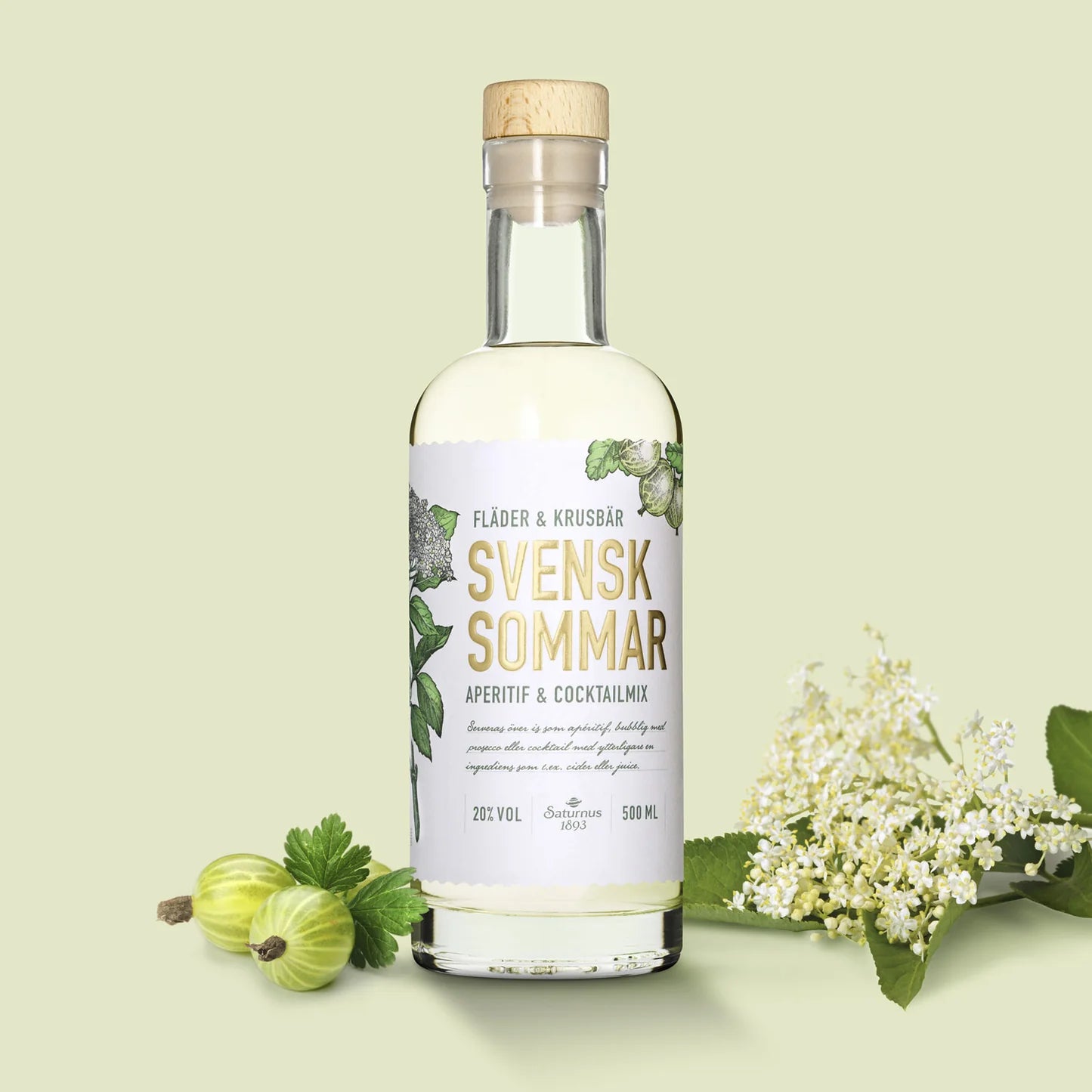 Saturnus Svensk Sommar Aperitif - 20% vol., 500ml Sorte: Holunderblüte/Stachelbeer