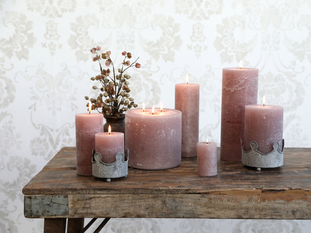 Chic Antique Macon Stumpenkerze rustikal 60 Std, H15/D7 cm taupe
