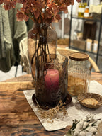 Kerzenglas/ Vase mit Tannenwald-Motiv, hoch, grün