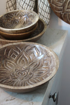 Majas Cottage Fleur Holzschale aus Mangoholz groß