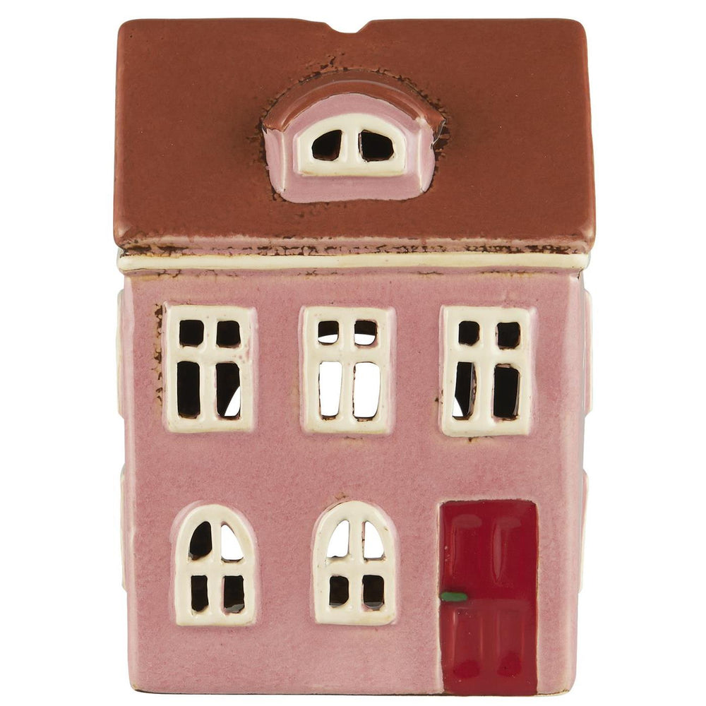 
                      
                        IBlaursen Haus für Teelicht "Nyhavn" rosa, mit gerundetem Dachfenster und roter Tür
                      
                    
