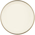 Ib Laursen Tablett rund messing, innen butter cream, mit schräger Kante