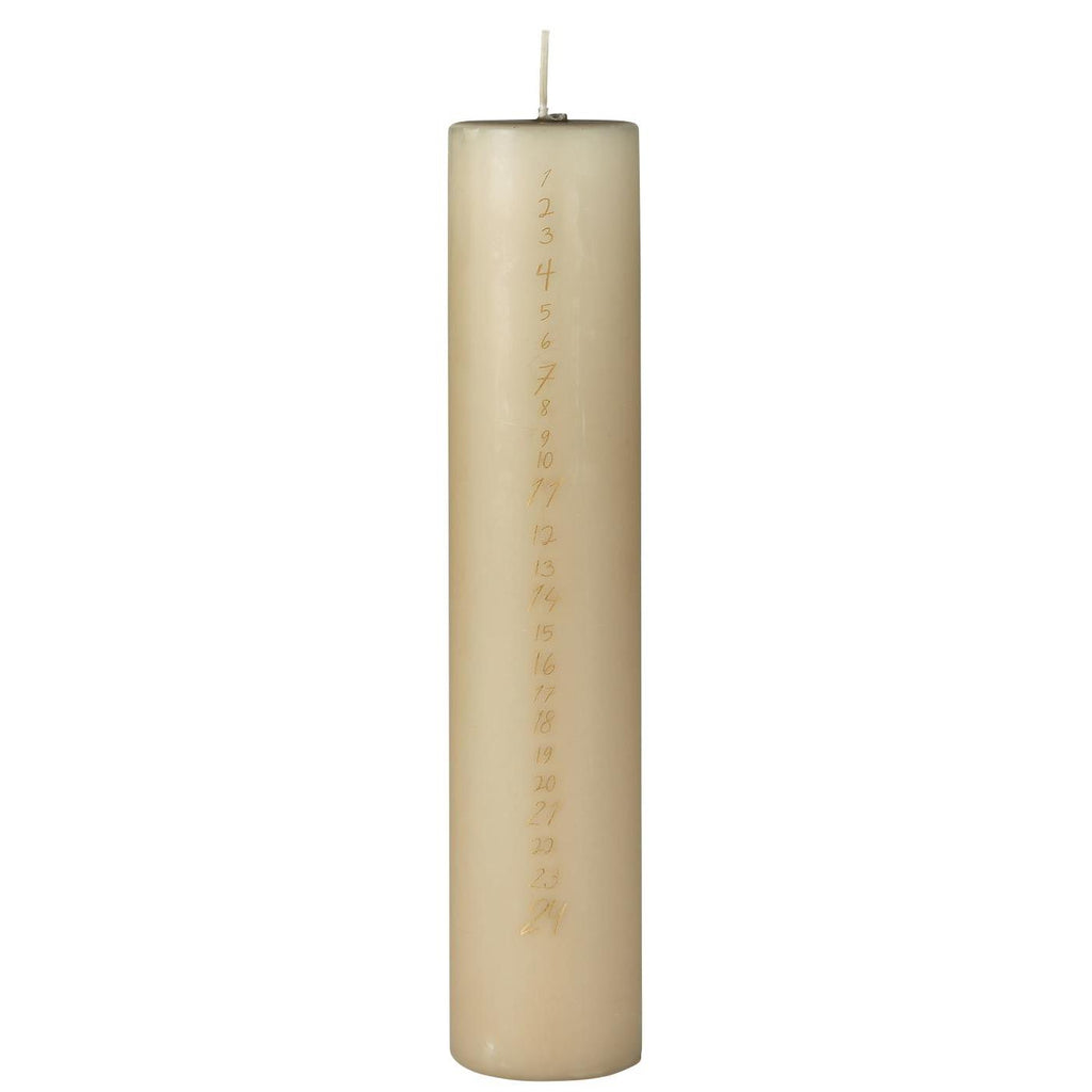 Ib Laursen Weihnachtskerze 1-24 leinen mit goldenen Zahlen