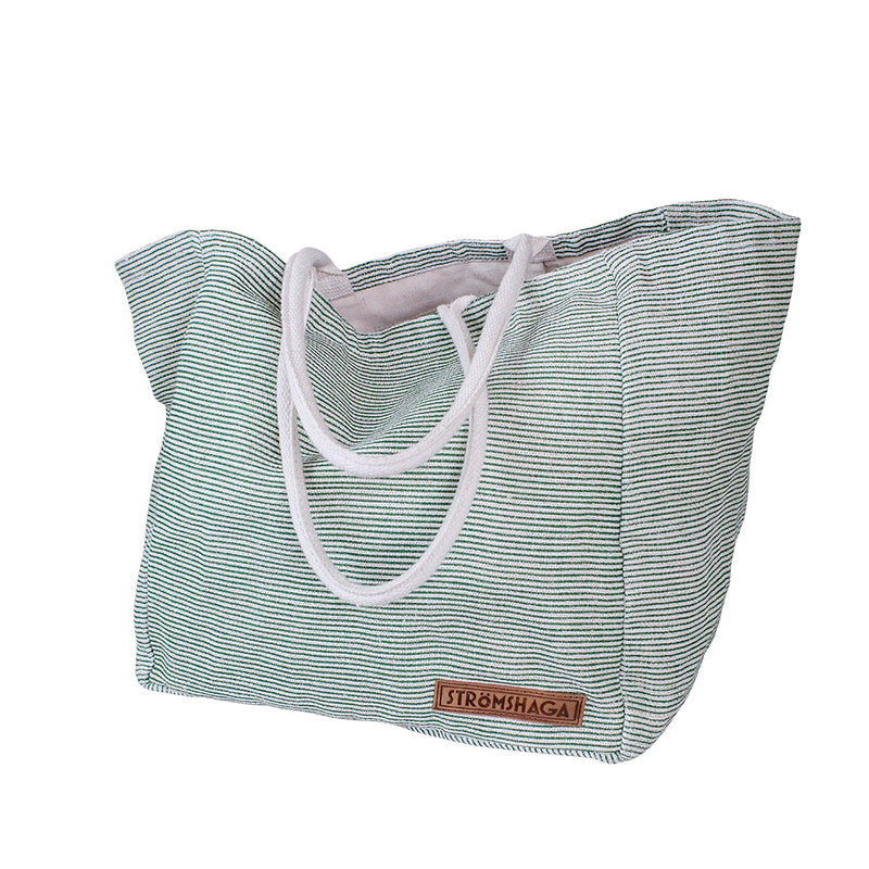 Strömshaga " Ester" Strandtasche Grün/Weiß