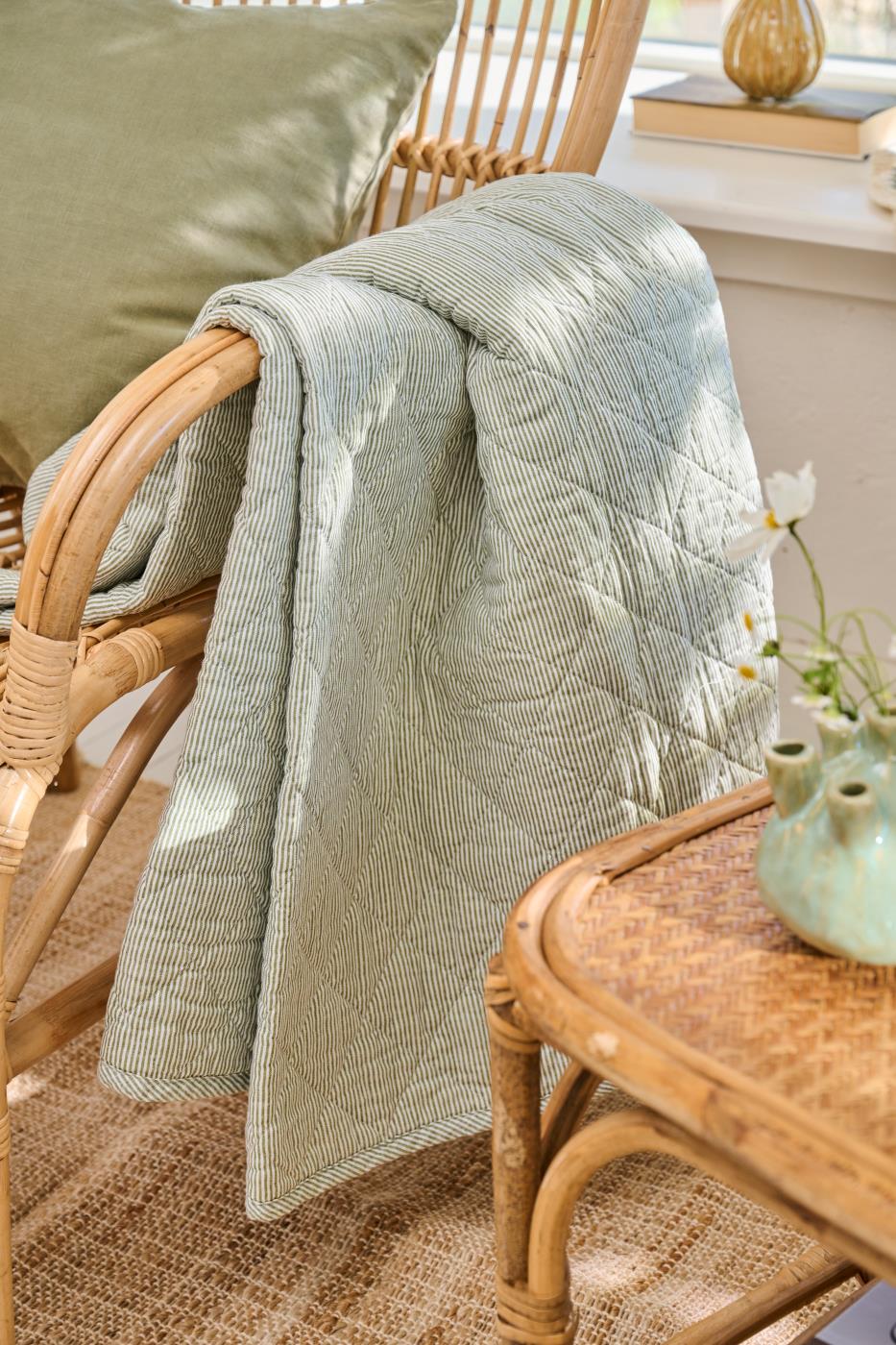 Ib Laursen Quilt staubig grün gestreift