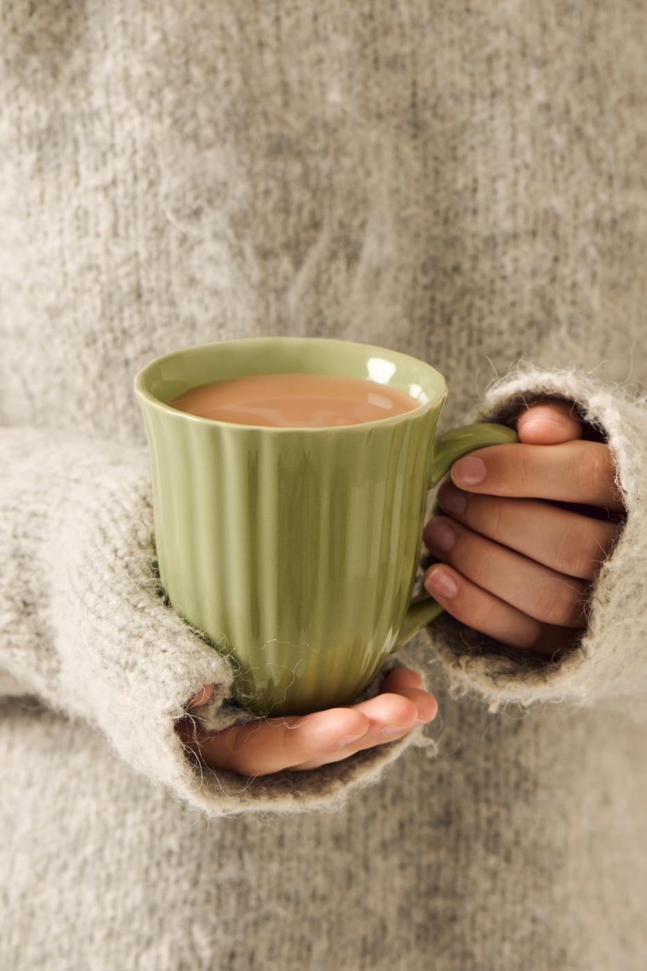 Ib Laursen Mynte Tasse mit Rillen, Farbe Wasabi